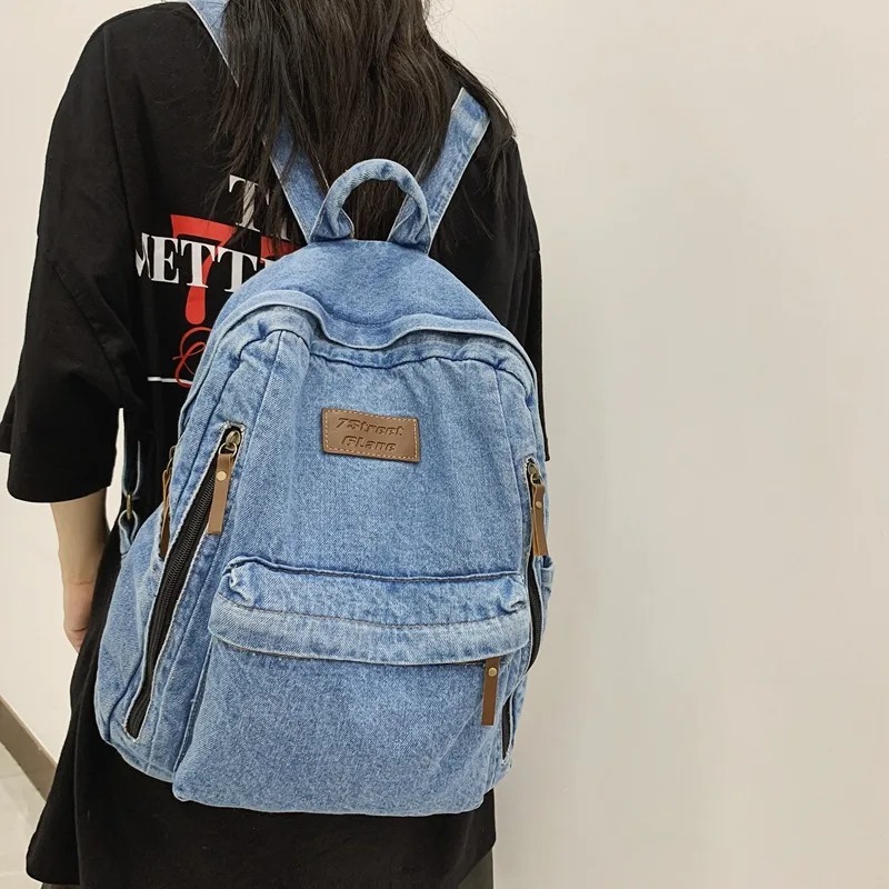 Embroidery Jeans - Denim Fashion Backpacks for School Trend