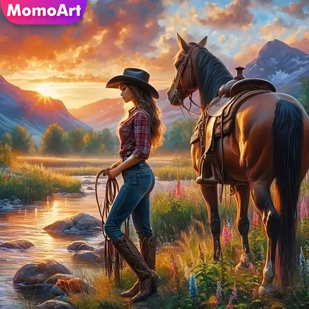 Embroidery Horse - Momoart Diamond Embroidery Woman Portrait Painting