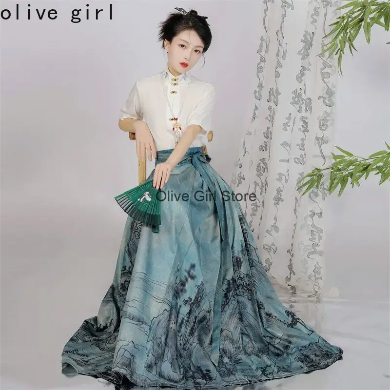 Embroidery Horse - Airplane Sleeves Horse Face Skirts Chinese