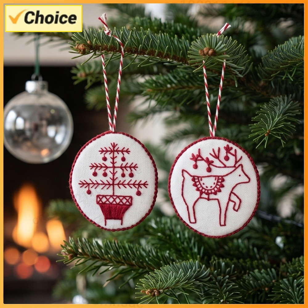 Embroidery Xmas Ornaments - Christmas Embroidery Kit with Toolkit Embroidered