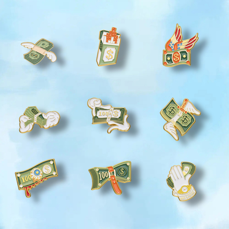 Embroidery Wallet - Creative Dollar Money Enamel Pin, Notes