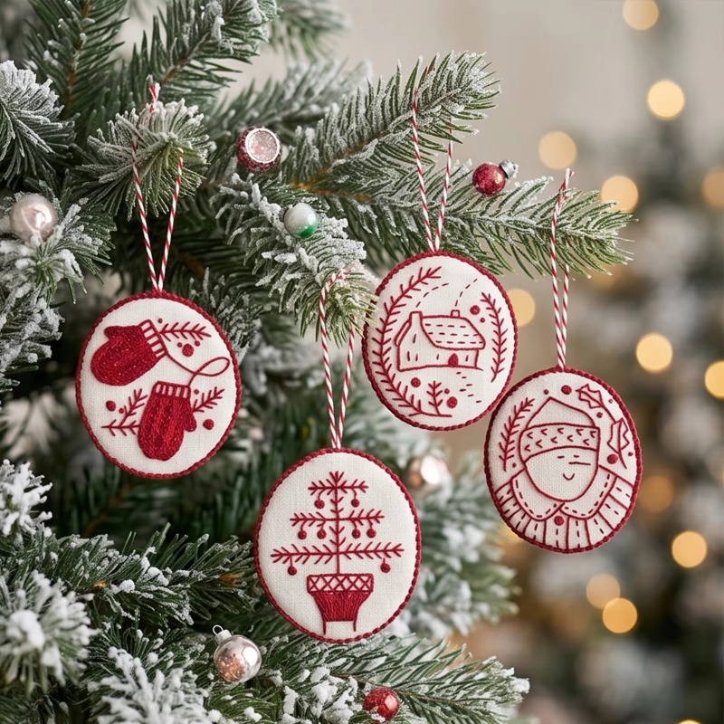 Embroidery Xmas Ornaments - Christmas Embroidery Kit for Beginners Adults
