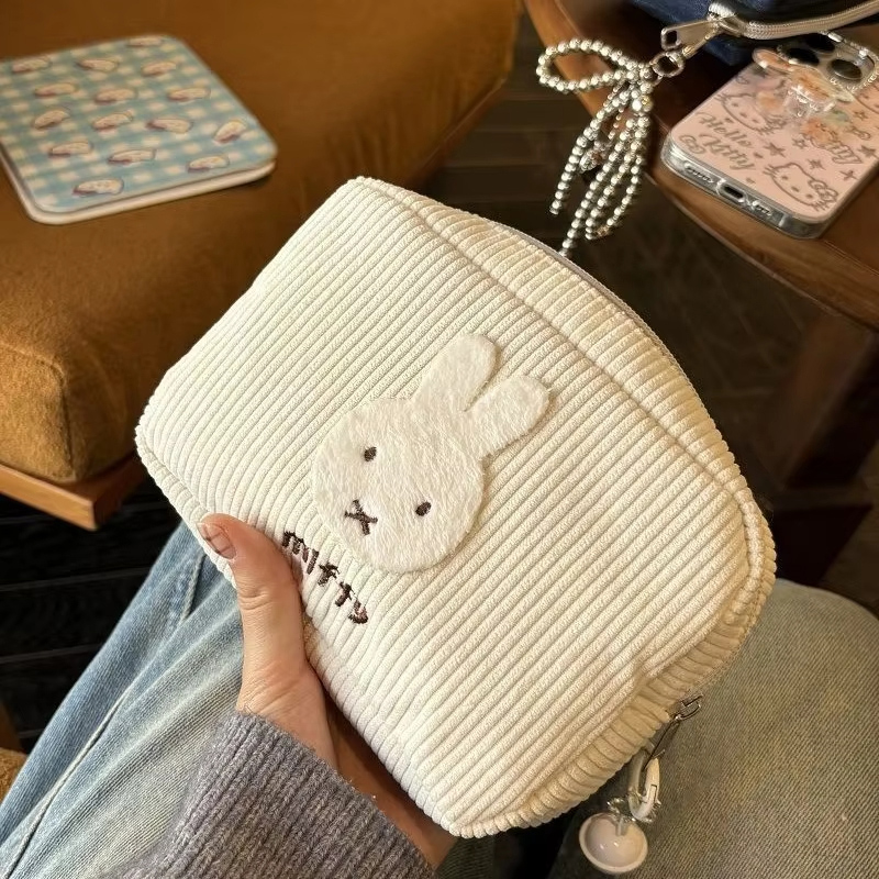 Embroidery Wallet - Miffy Kawaii Corduroy Cosmetic Bag Large-capacity