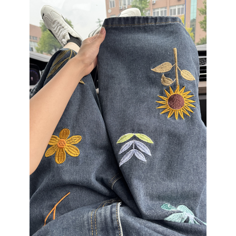 Unisex Korean Style Y2K Floral - Embroidery Jeans recension och pris