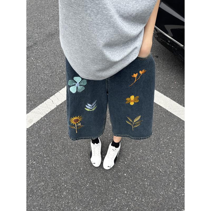 Unisex Korean Style Y2K Floral - Embroidery Jeans recension och pris