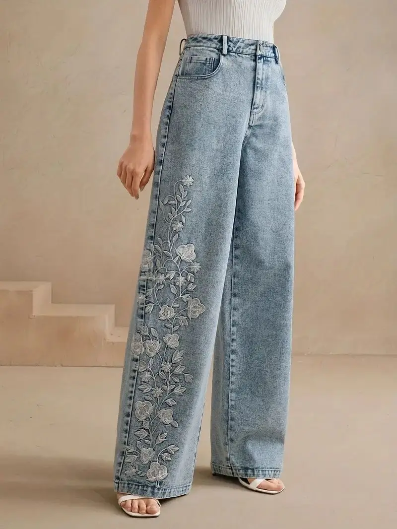 Women's Plus Size Y2K Straight - Embroidery Jeans recension och pris