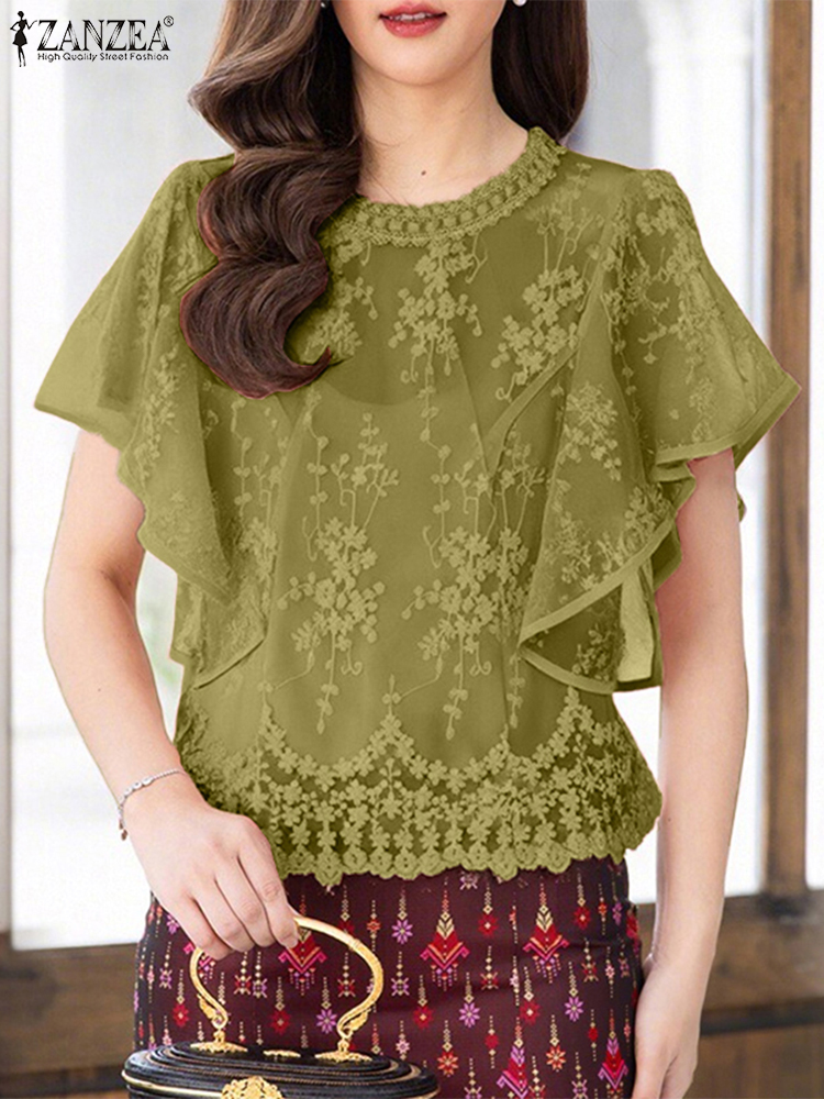 ZANZEA Women Embroidery Blouse - Embroidery Jersey recension och pris