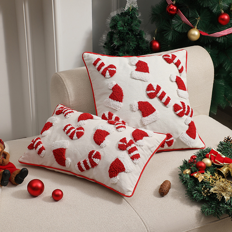 Red Christmas Pillow Cover Dec - Embroidery Xmas Ornaments recension och pris