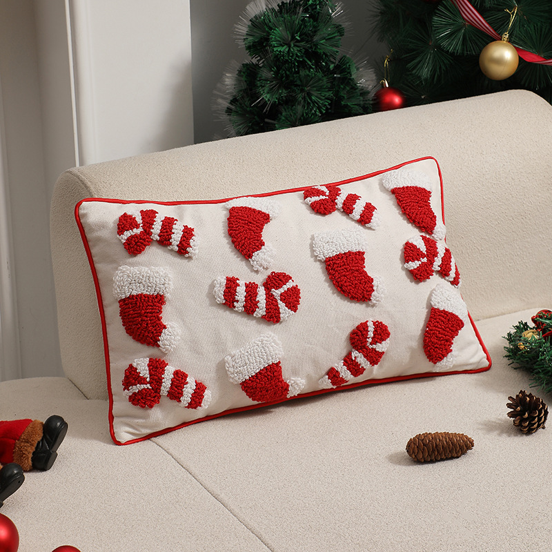 Red Christmas Pillow Cover Dec - Embroidery Xmas Ornaments recension och pris