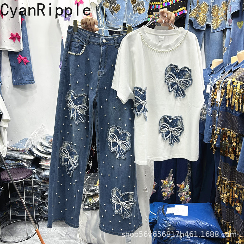 New Spring Summer Women Two-pi - Embroidery Jeans recension och pris