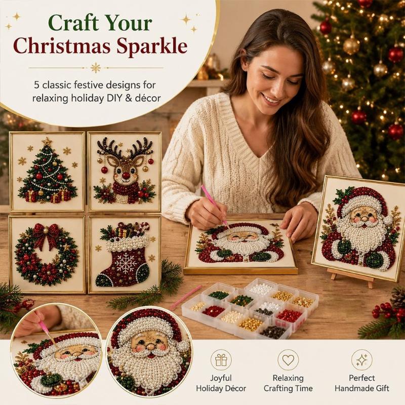 Christmas Santa Pearl Art DIY  - Embroidery Xmas Ornaments recension och pris