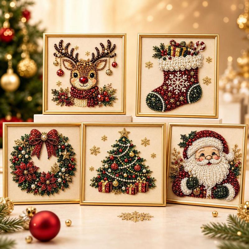 Christmas Santa Pearl Art DIY  - Embroidery Xmas Ornaments recension och pris